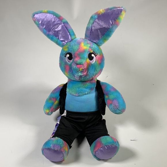 Build A Bear Tie Dye Bunny 21" Plush BAB Blue Purple Pink Stuffed Animal Rabbit - Picture 1 of 11